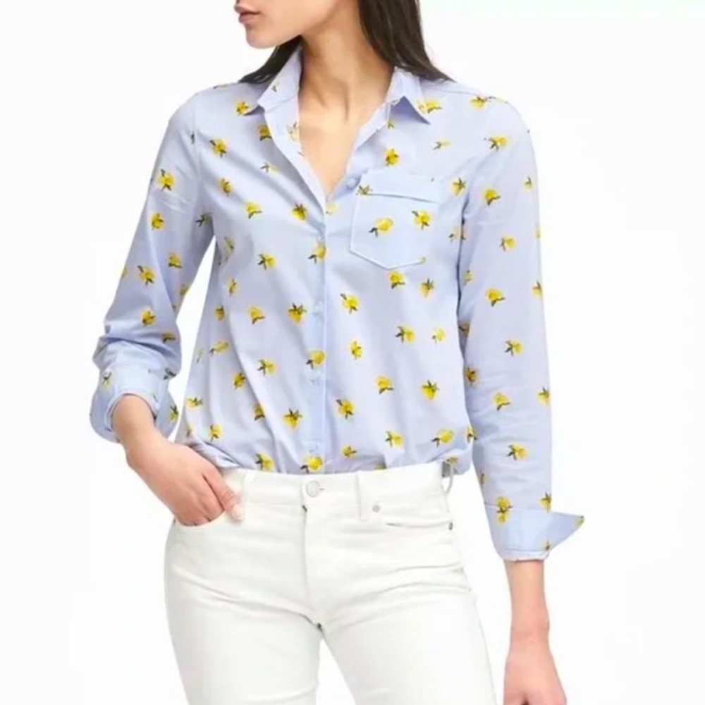 Banana Republic Quinn Boy Fit Lemon Print Button Down
